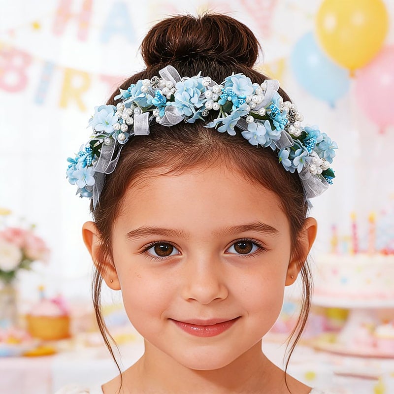 Campsis Blue Flower Headband, Floral Headpiece for Girls - Image 3